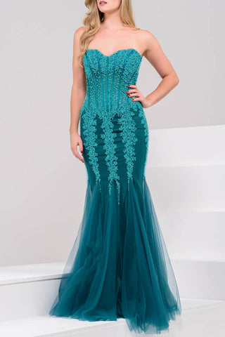 Jovani 5908 Sheer Corset Mermaid Prom ...